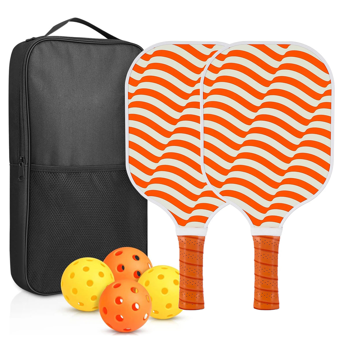2-Piece Fiberglass Pickleball Paddle Set with 4 Balls for Beginners