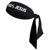 Bandeau en tissu noir avec texte blanc indiquant 100% JÉSUS