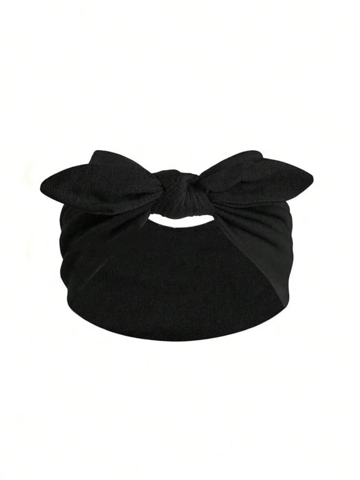 Diadema ancha elástica bohemia negra con detalle de lazo