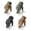 Four pairs of tactical PU leather cycling gloves in various colors including brown, green, black, and camouflage patterns.