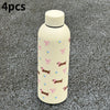 Taza de viaje de acero inoxidable aislada de doble pared color beige con patrones florales rosas sobre una superficie gris os