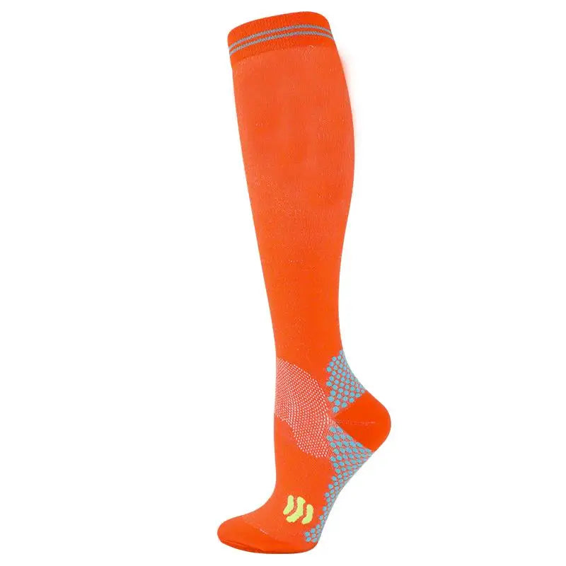 Orange medical grade compression socks for leg circulation