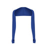 A royal blue, ultra-thin UV protection arm sleeve displayed flat.