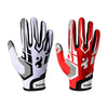 Une paire de gants de sport en silicone rouge et blanc antidérapants pour l'entraînement et les frappes.