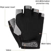 A black fingerless glove with a gray anti-deformation protection strip and a wipe sweat towel.