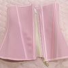 Pink double compression waist trainer corset body shaper shown open on a light background
