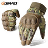 Tactical PU leather cycling gloves in camouflage pattern shown from the palm side