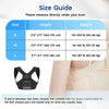 Size guide showing measurements for S, M, and L sizes of an adjustable posture corrector