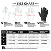 Size chart for motorcycle riding full finger gloves showing measurements for different sizes.