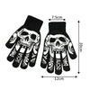 Black luminous skeleton hand gloves shown with dimensions.