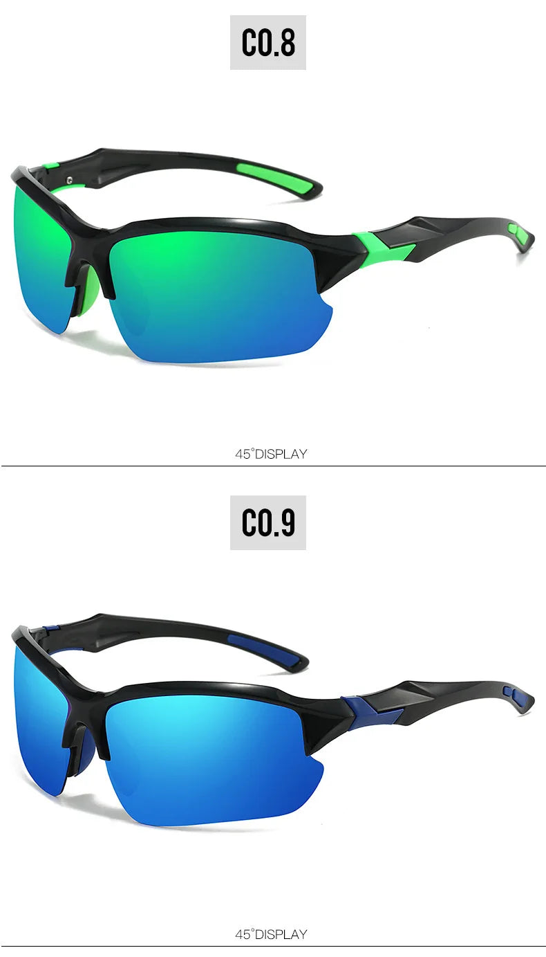 Polarized Half-Frame Sport Sunglasses with Anti-Glare Lenses