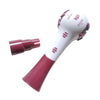 A pink and white adjustable handheld lung expansion trainer device.