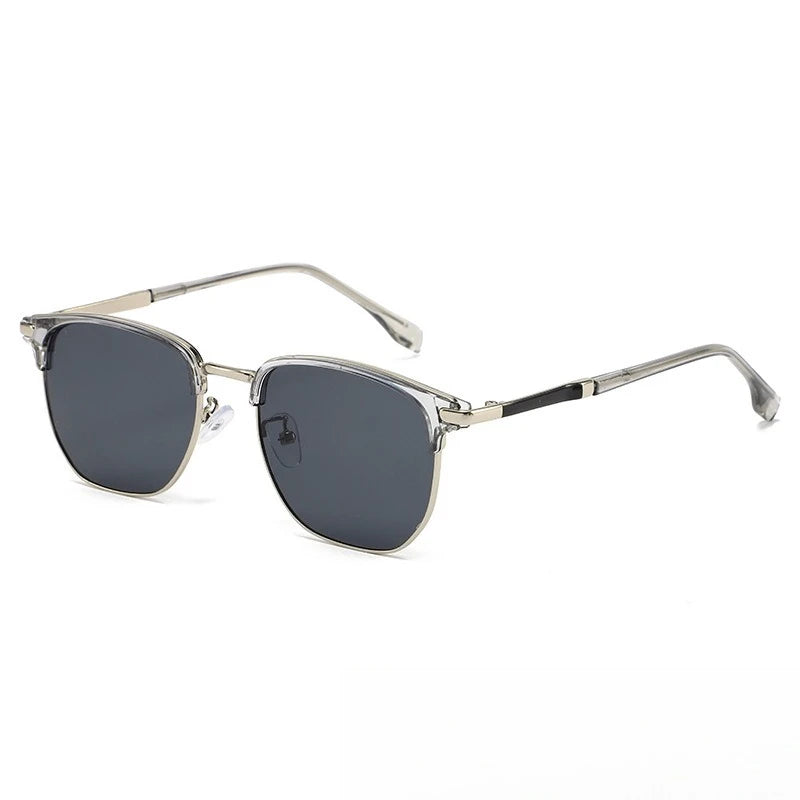 Vintage Half-Frame Sunglasses with UV400 Protection