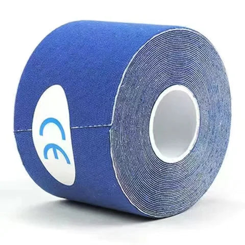 Roll of blue kinesiology tape for athletic recovery