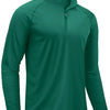 A dark green men's lightweight UV protection long sleeve shirt shown in a full-length view.