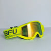 Yellow sport-grade skiing goggles with orange tinted lenses and black branding