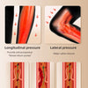 Diagram illustrating the working principle of compression socks showing longitudinal and lateral pressure on veins.