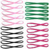 A pack of five elastic silicone sports headbands in various colors including pink, green, and black.