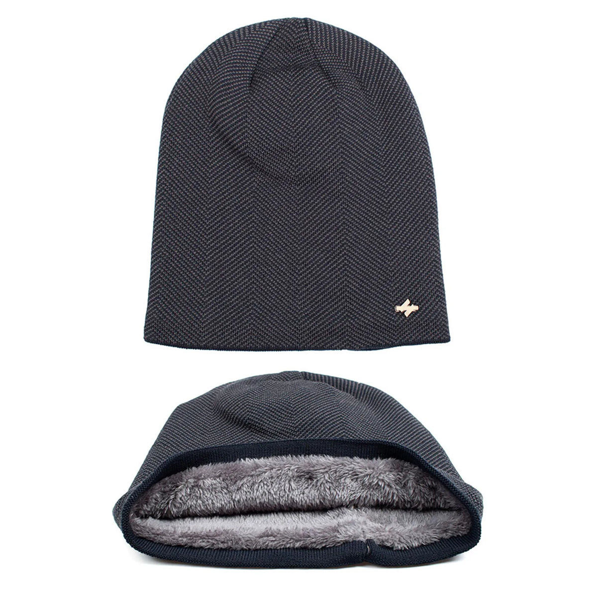 Fleece-Lined Knit Beanie Winter Hat