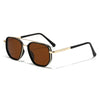 Classic pilot polarized sunglasses with black frames and brown lenses