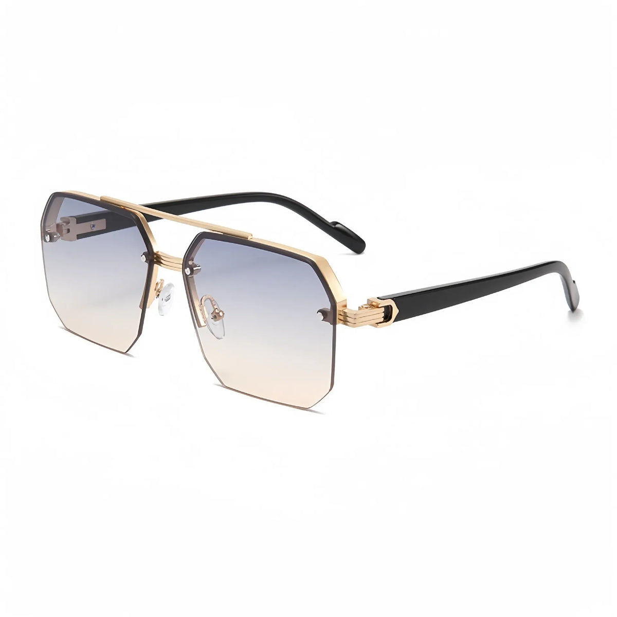 Retro double bridge aviator sunglasses with gold-toned arms and tinted lenses