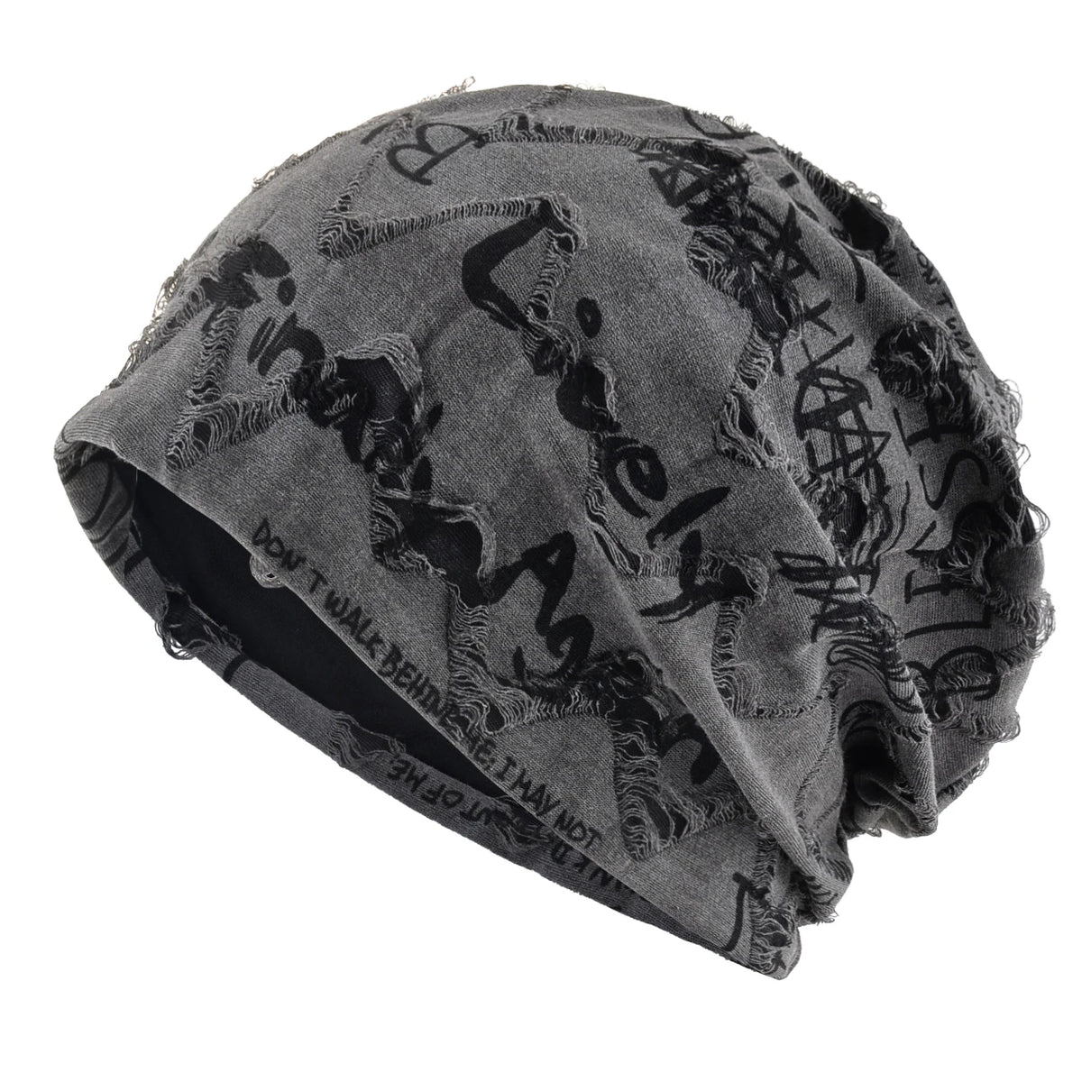Vintage Letter Print Beanie Hat with Fleece Lining