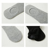 A set of breathable cotton ankle socks in gray and black, shown from various angles.