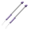 A pair of purple adjustable ropeless battle ropes for home fitness exercise.
