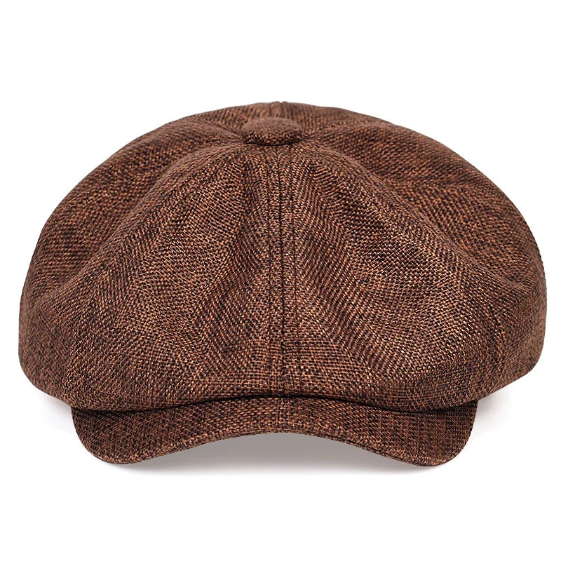 Unisex Linen Newsboy Cap – Retro Octagonal Beret
