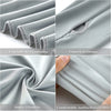Close-up shots of a soft gray fabric showing exquisite workmanship, fingerless design, super elasticity, and comfortable anti