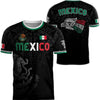 Black men's graphic t-shirt featuring the Mexican flag design and text