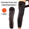 Guêtres noires avec sangle orange de pressurisation appliquée à une jambe.
