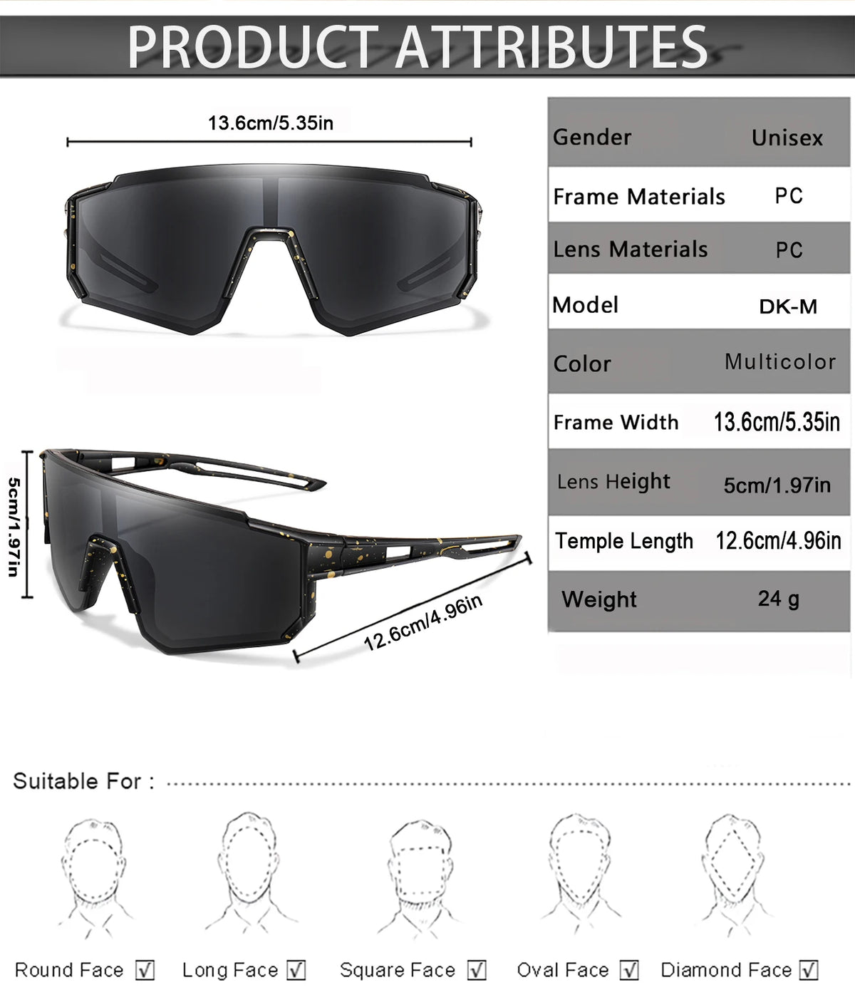 A pair of black sunglasses with a square frame and multi-colored tortoise shell pattern shown from the front and side.