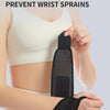 A hand is demonstrating a fixed tendon wrist brace designed to prevent wrist sprains during fitness activities.