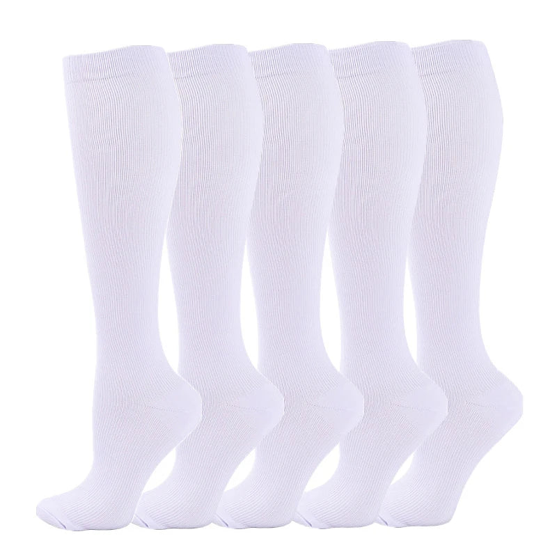 A pack of white medical grade compression socks for veins and sports