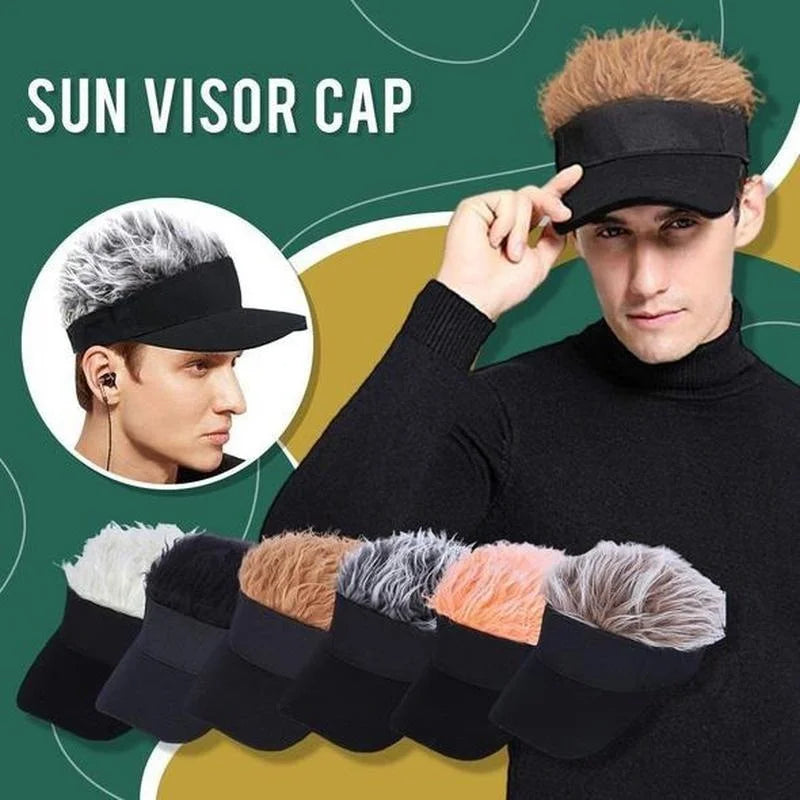 Adjustable Sun Visor with Realistic Hair Strands