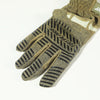 A pair of glow-in-the-dark tactical finger gloves with black and yellow striped patterns.