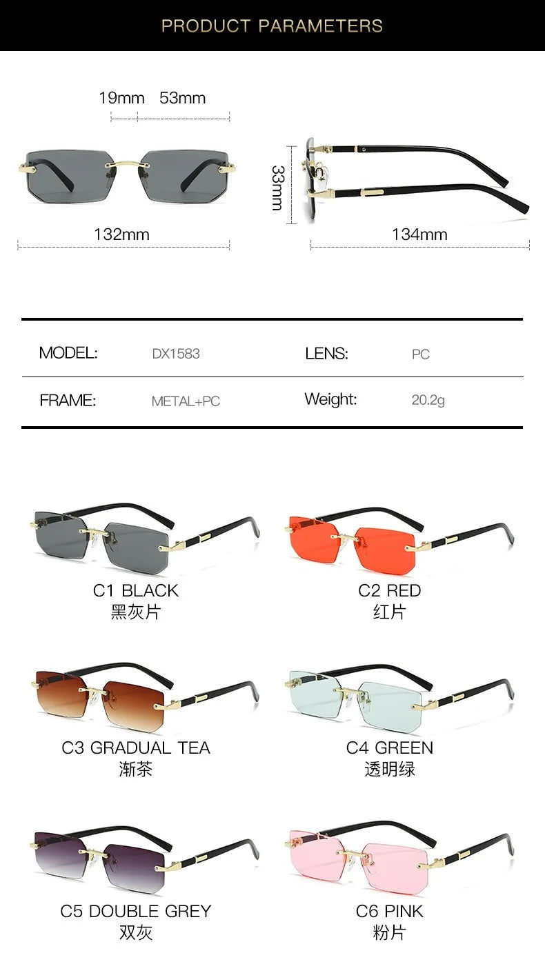 Rimless Rectangle Sunglasses