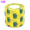 Yellow elastic bandage tape with a green fruit pattern for joints