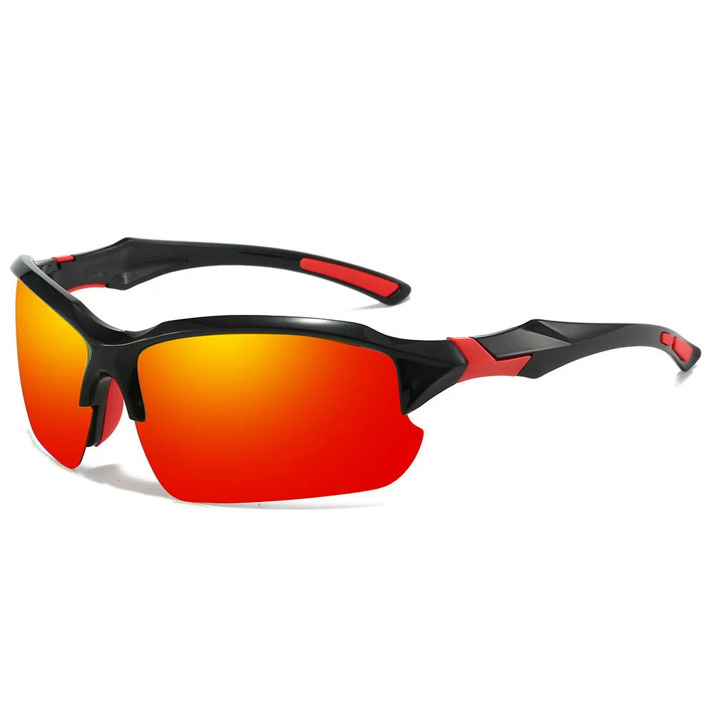 Polarized Half-Frame Sport Sunglasses with Anti-Glare Lenses