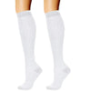 Pair of white compression elastic socks for sports and daily wear