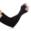 Black ice sleeves worn on a hand, showing the elastic fit and texture.