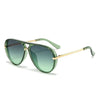 Classic oval pilot sunglasses with green tinted lenses and gold-toned arms.