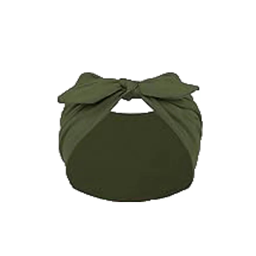 Solid olive green bow headband for hair styling and workout