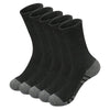 Ein Stapel schwarzer und grauer, gestreifter, atmungsaktiver Herrensocken von der Seite.