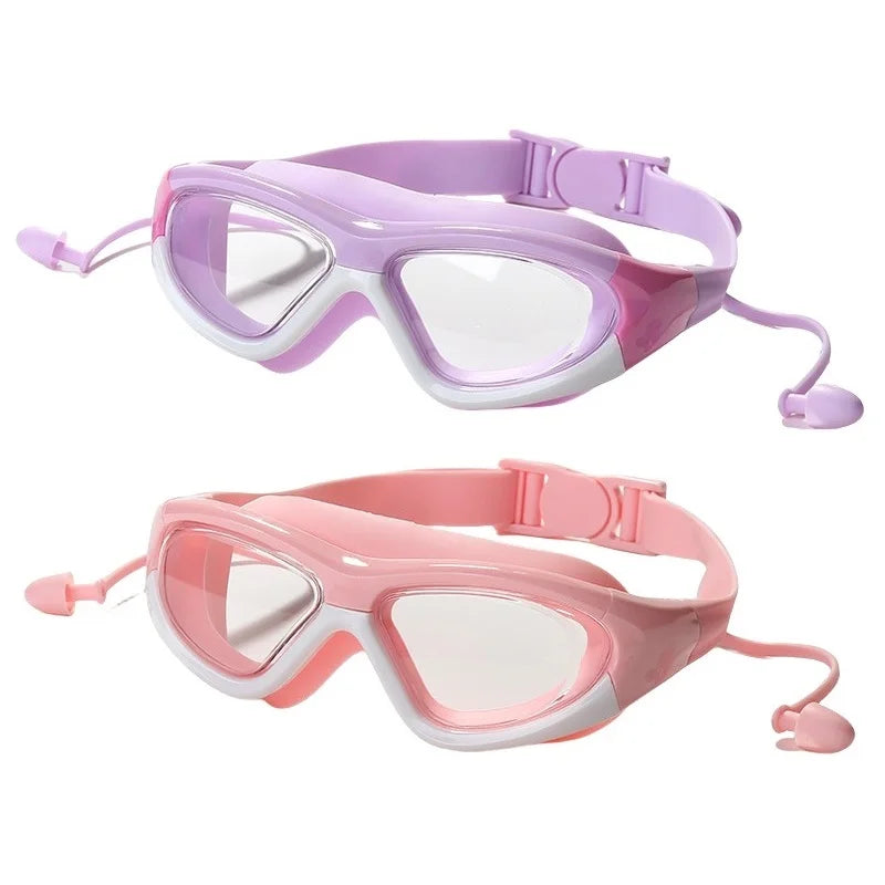 Kids Swim Goggles with Anti-Fog Lenses and Silicone Earplugs