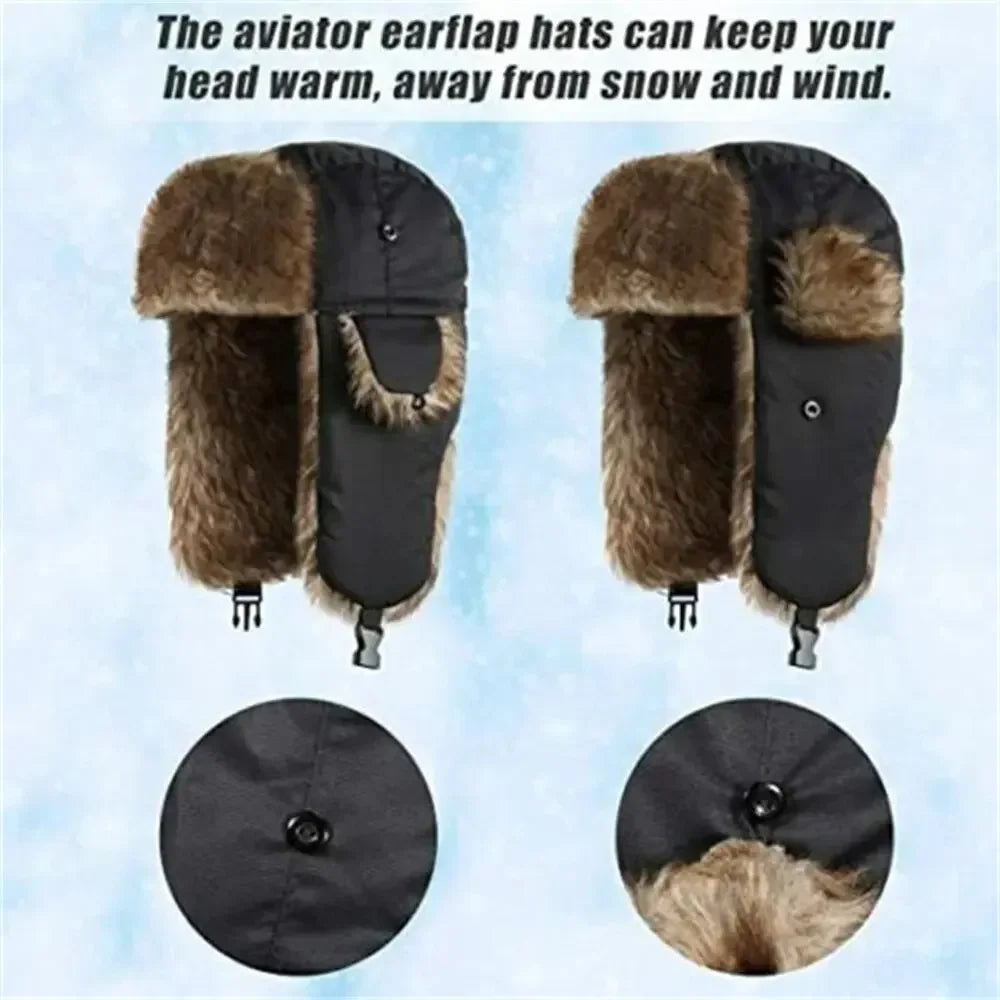 Men's Winter Trapper Hat with Faux Fur Ear Flaps