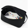 Black waterproof sports shoe carrier bag with a white and colorful shoe inside