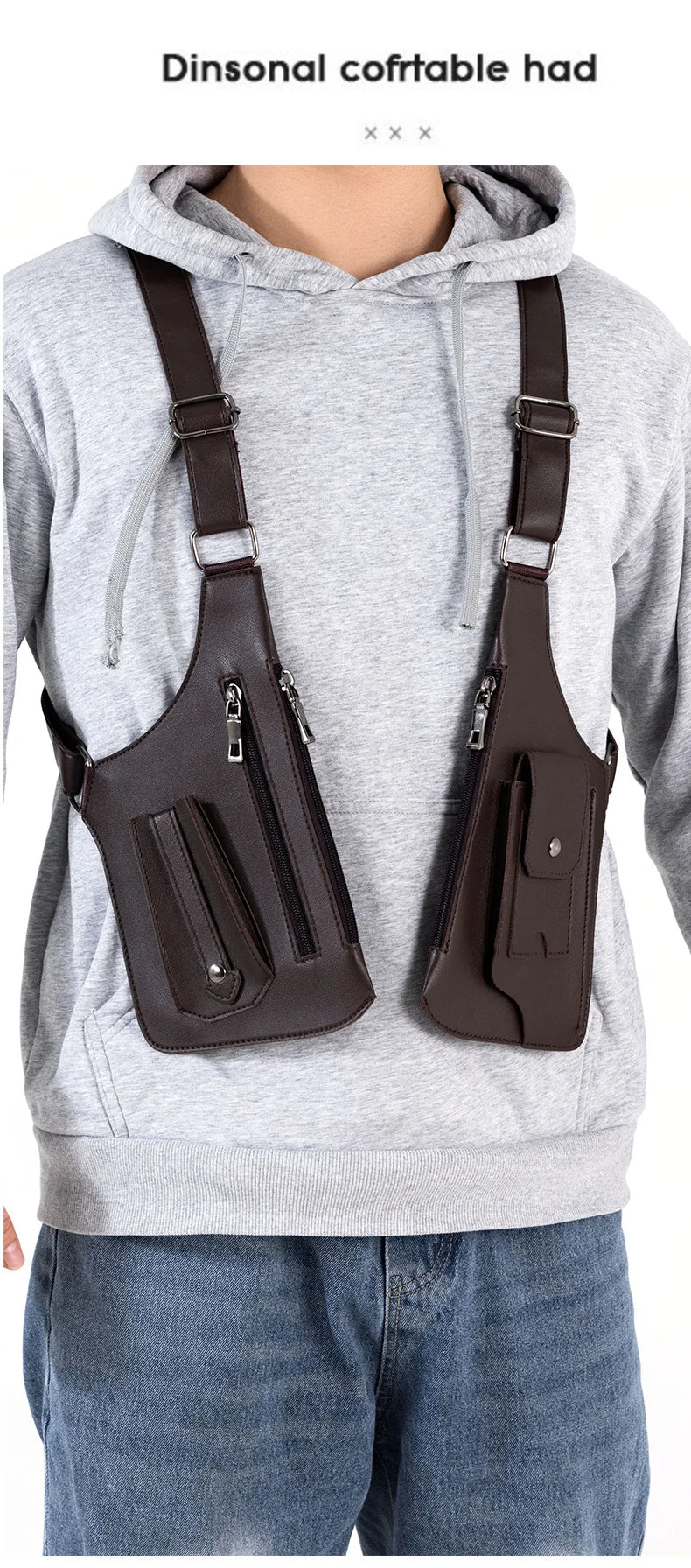 Vintage Leather Chest Bag for Men