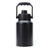 Black insulated stainless steel thermos flask with a handle